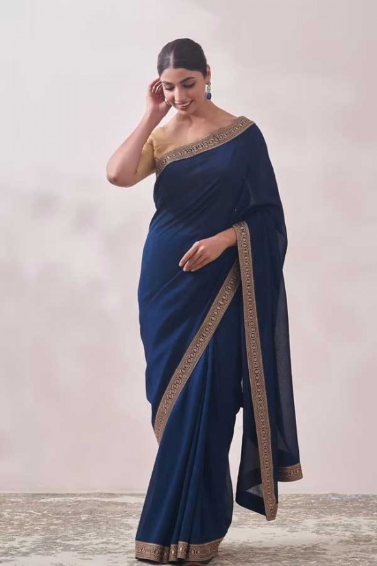 Teal Blue Patterned Saree