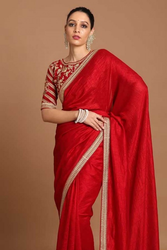 Splendid Dark Red Saree